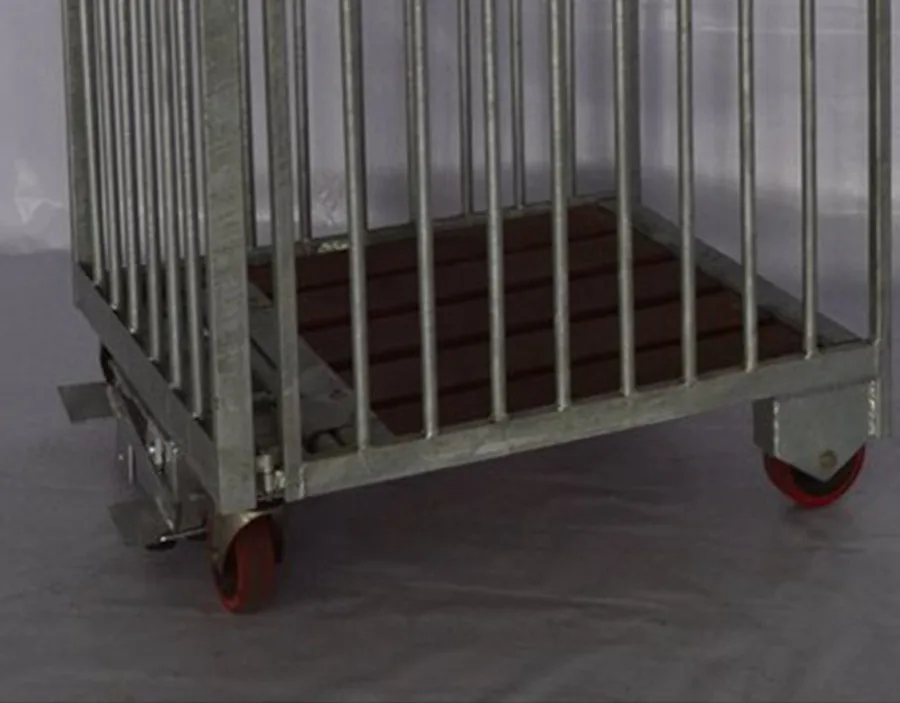 BHK27 3 Sides Steel Transport Metal Rolling Trolley Cage wire mesh container trolley cage
