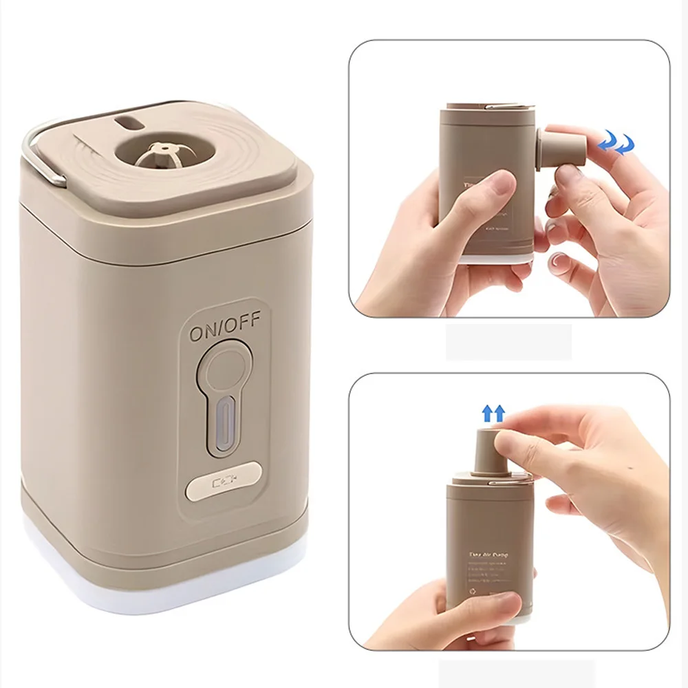 Portable Wireless Electric Air Pump USB Rechargeable 1200mah battery Pocket Air Compressor Camping Lantern Outdoor Sports