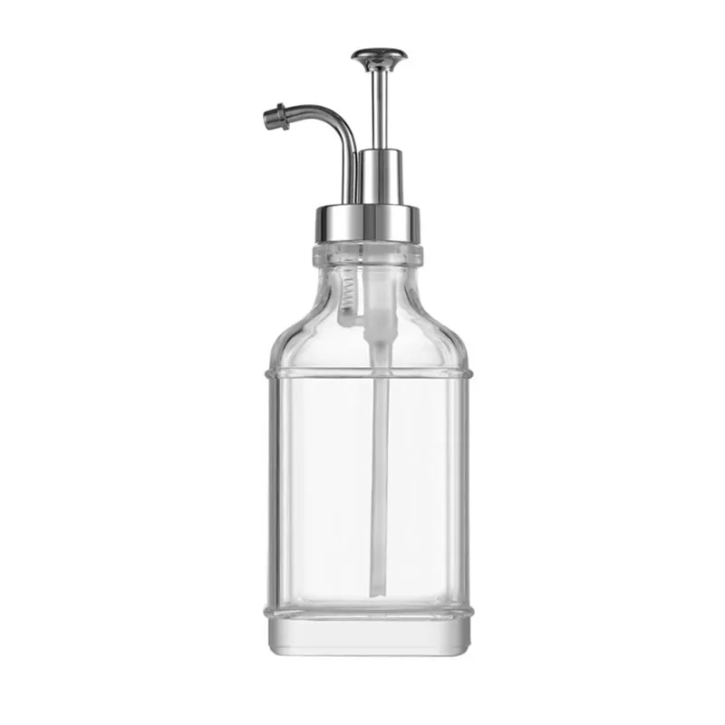 Larix Bathroom Accessories Glass Soap Dispenser Glass Bottle Coffee Syrup Dispenser with Pump