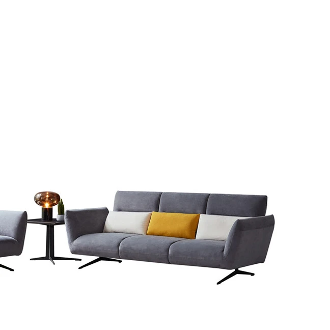 Minimalism Dark Grey 3-Seater Sectional Sofa Set Fashionable Metal Legs with Corner Feature Hotel Home Office Use