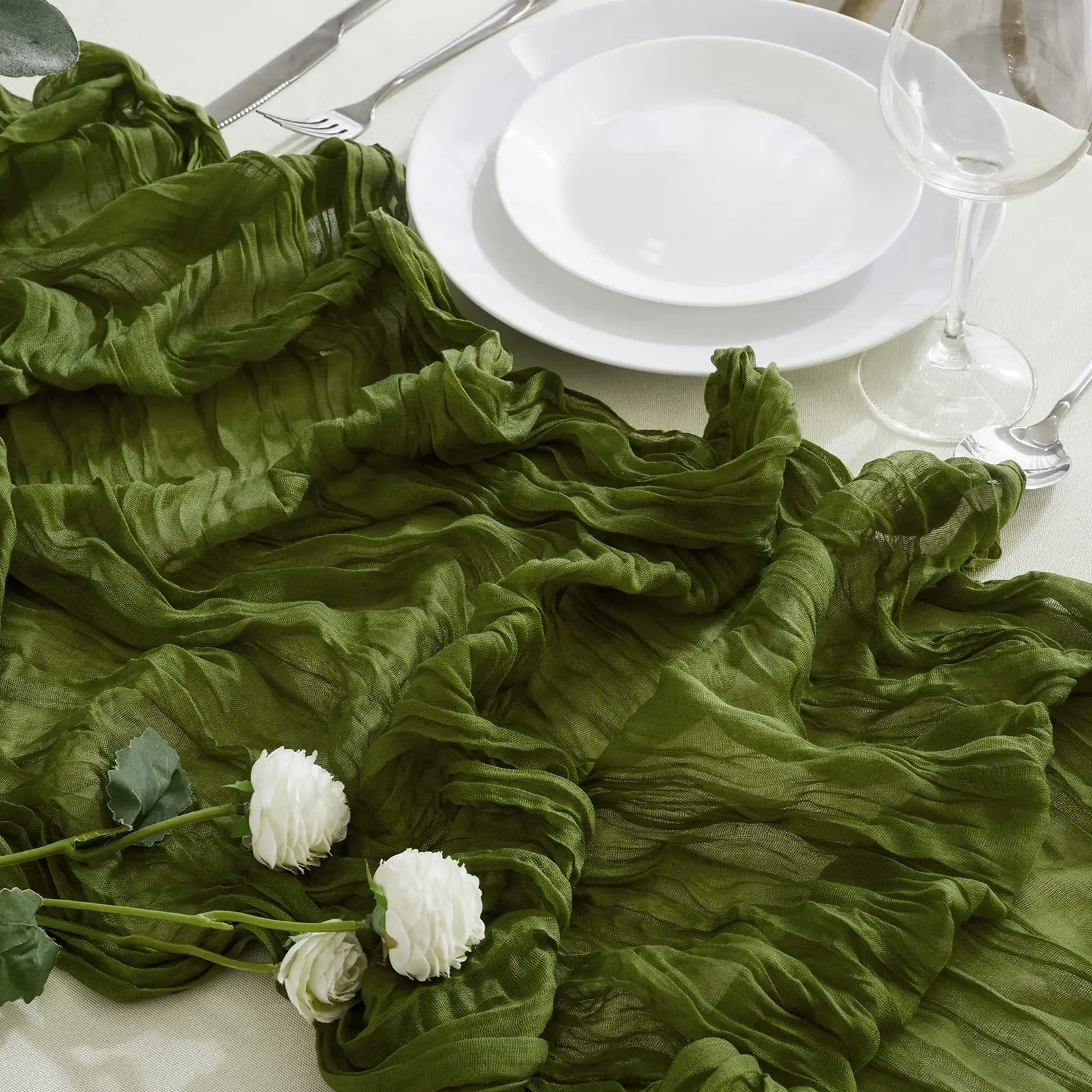 Mexican embroidered custom logo 6m linen 2024 10ft chiffon-like fabric table runner