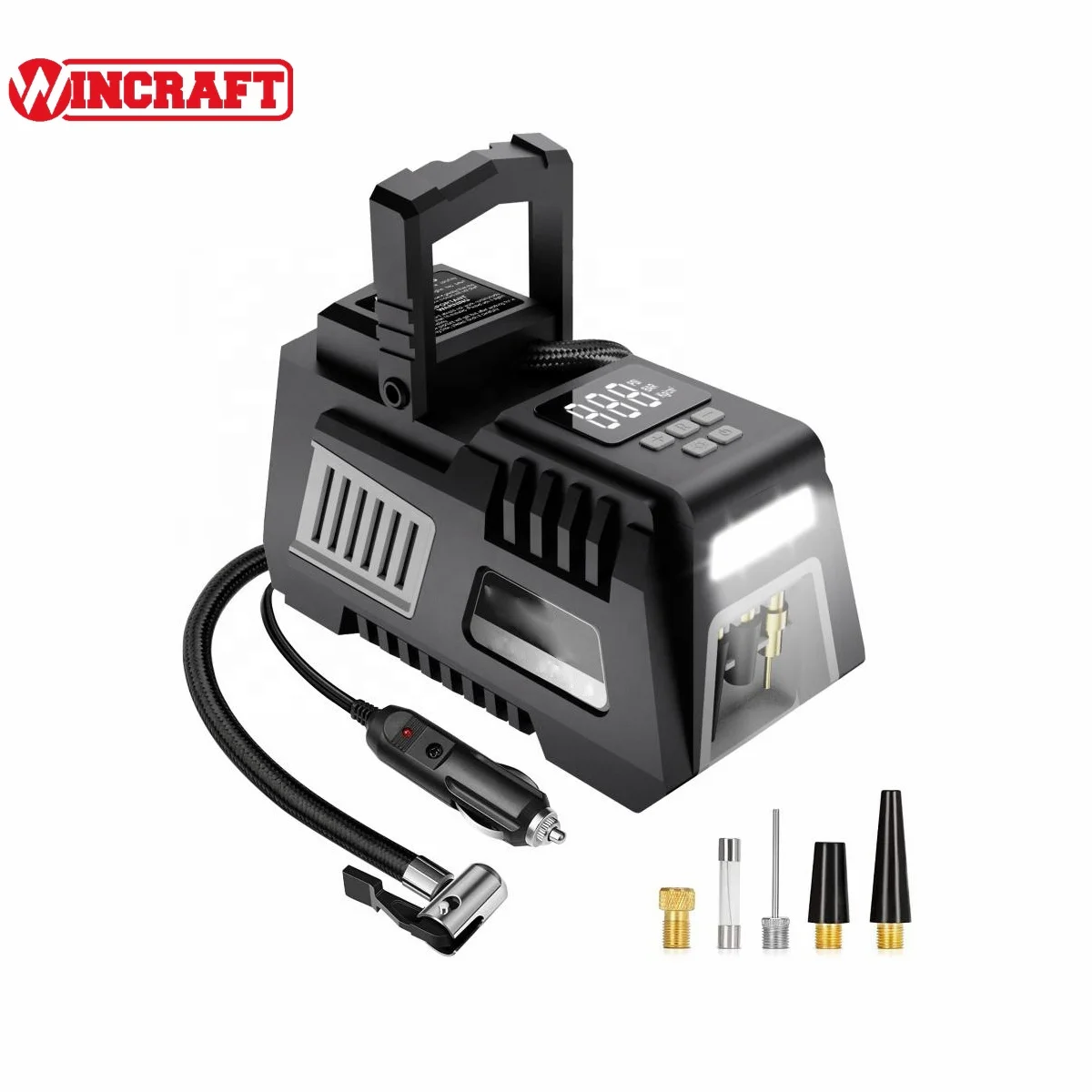 12V Foldable Handle & Quick Inflation Tyre Inflator Portable Air Compressor 140PSI 12V DC 22mm Cylinders Air Pump Tire Inflator