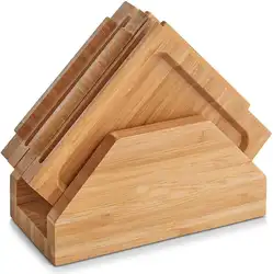 Bamboo cheese board with display stand, wooden deli platter and meat serving board for housewarming, parties and weddings