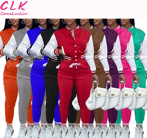 Fall 2024 sets womens clothing two piece fashion Winter Fall Baseball Uniform Womens Jacket women two piece set