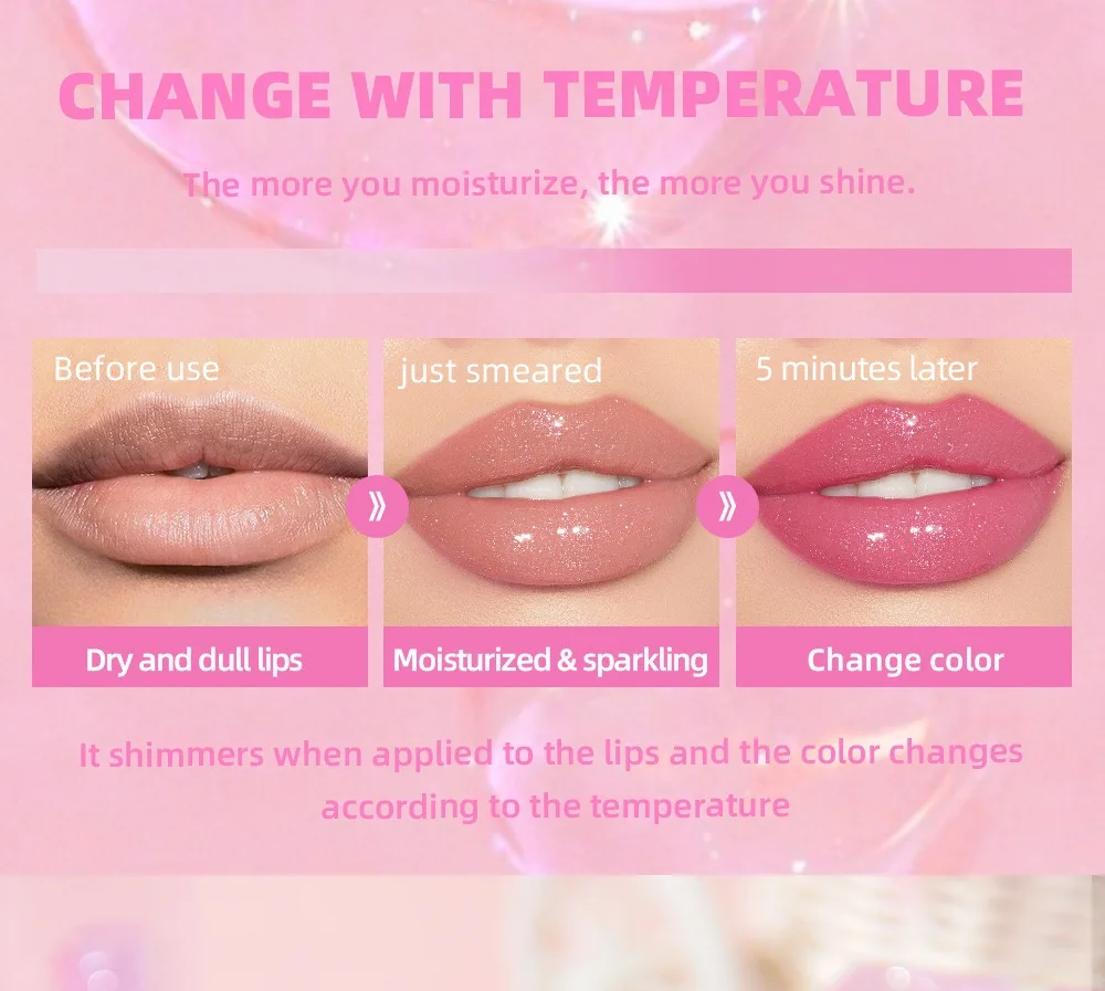 Your Logo Color Changing Lip Oil lip gloss Clear Shimmer Cosmetics PH Cruelty Free Vegan organic glitter liquid lipstick