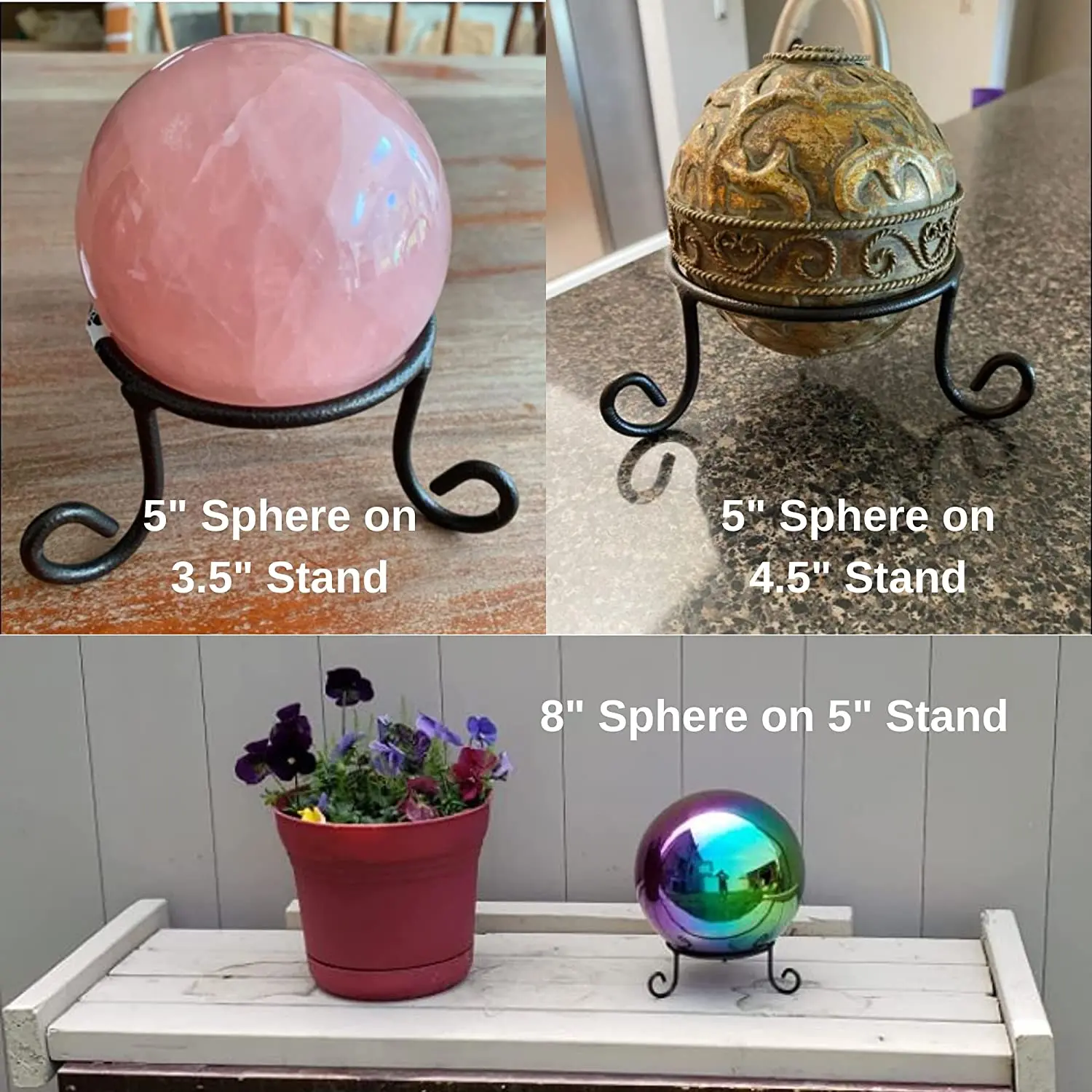 Ball Stand Gazing Globe Stand for Balls, Sphere Holder Wrought Iron Display Stand