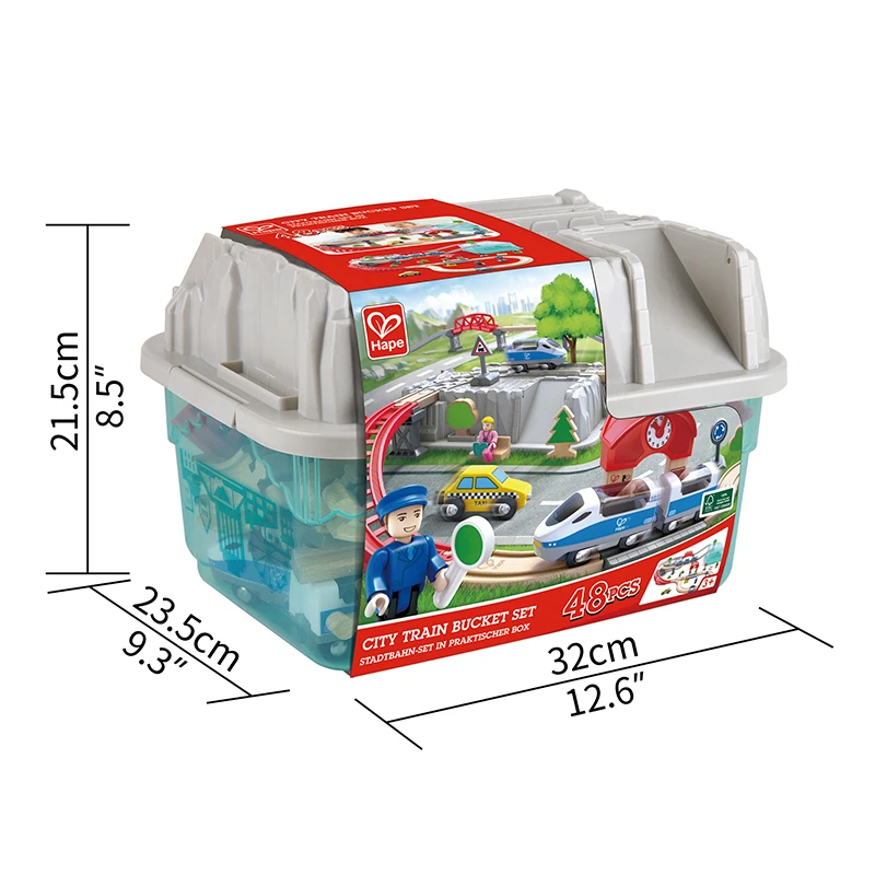 Hape children train railway classic wood christmas track for kids wooden model set train slot toys Set