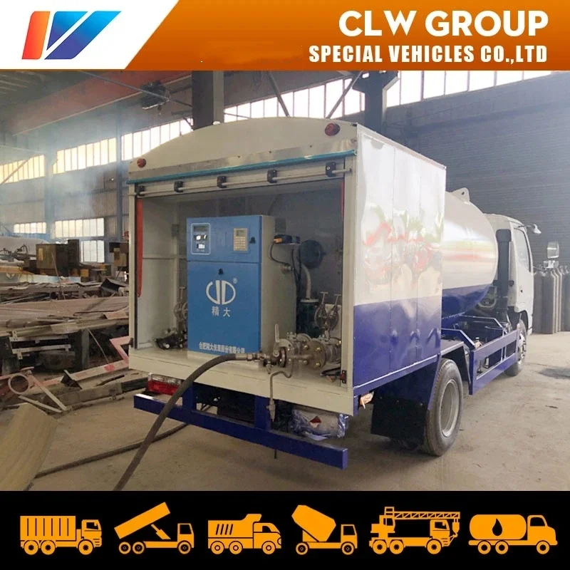 5000L LPG Gas Bobtail Tank Truck Small 2ton 3tons Home Cylinder Filling Tanker Truck with LPG Dispenser for Nigeria