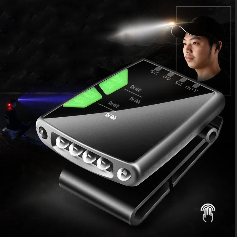 2023 new Smart sensing USB rechargeable Strong 4 led clip lamp Night fishing light led hat lamp