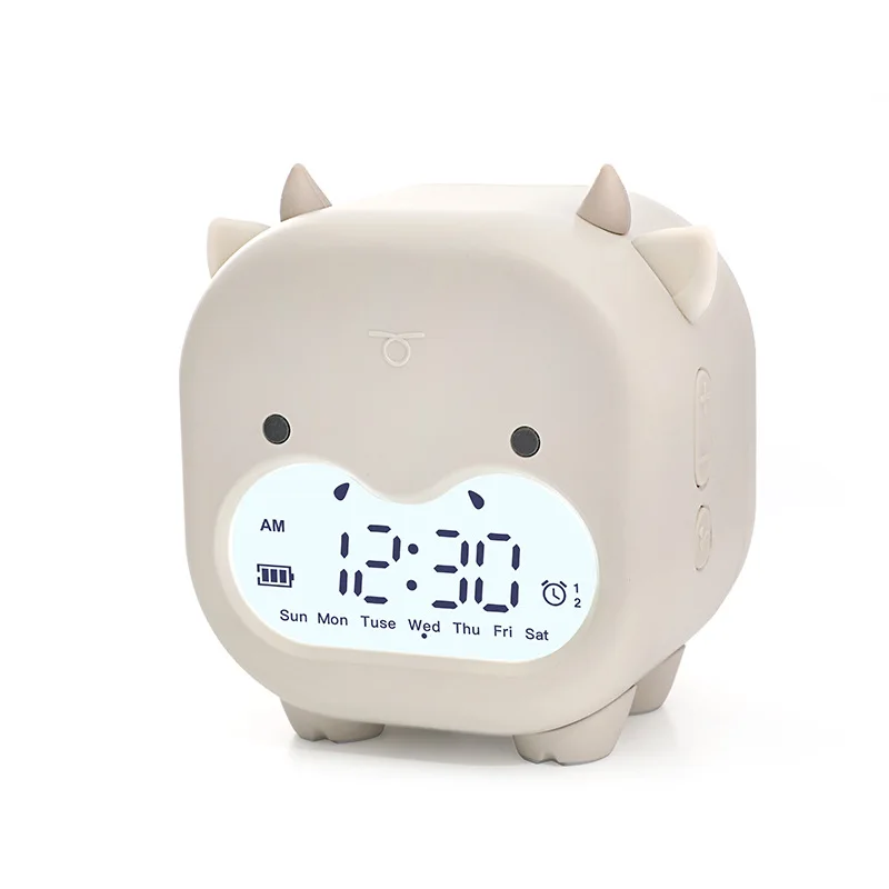 Dumb Niu Smart Alarm Clock LED Timing Voice Controlled Clock Student Children Cartoon Electronic Digital Clock