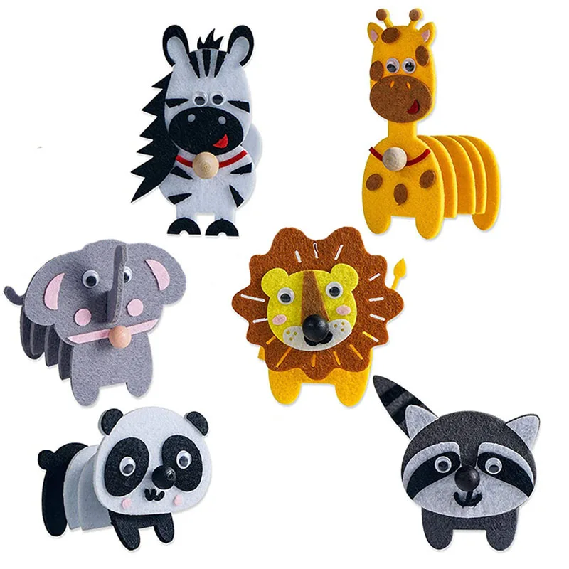 DIY Arts & Craft Safari Animals Unicorn Mermaid Sloth Flamingo Felt Sewing Kits For Kids