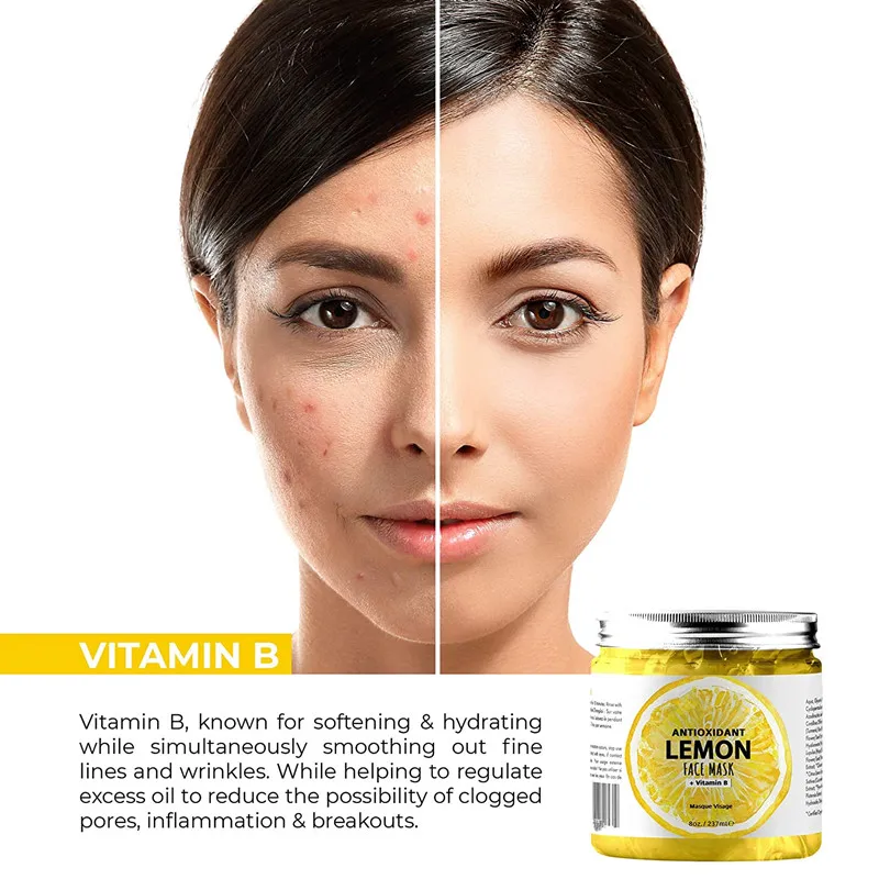 OEM Hydrating Deep Cleansing Anti Aging Antioxidant Organic Vitamin C,B Lemon Vegan Gel Mask with Neem Oil Treats Acne Oily Skin