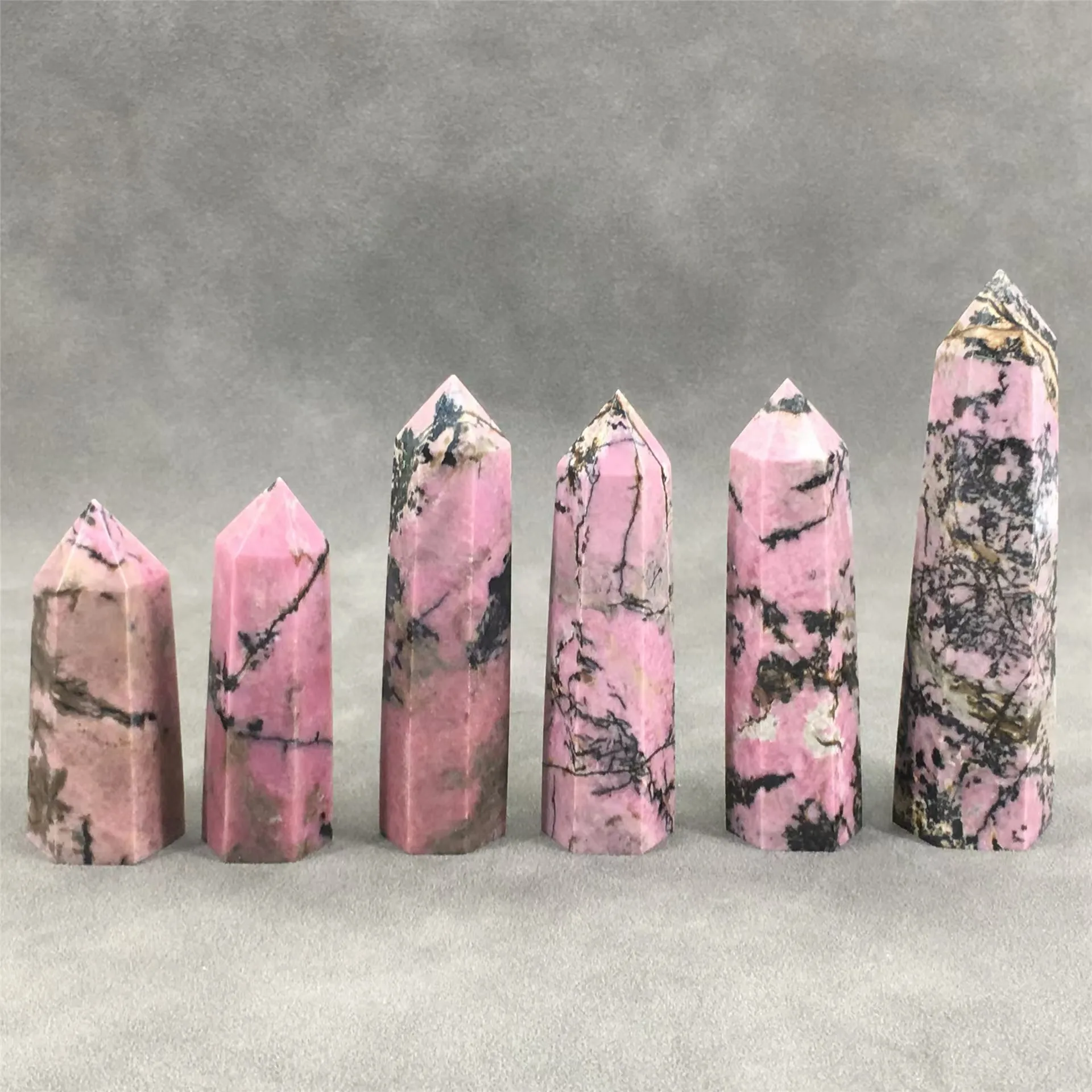 Hot Sale Natural Crystal High Quality Craft reiki mineral Rhodonite Stones Point pink tower For office table fengshui