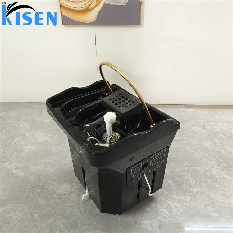 Kisen Luxury Barbershop 60L Water Tank Salon Furniture Portable Adjustable Height Washing Hair Bowl Shampoo Basin Sink For Salon