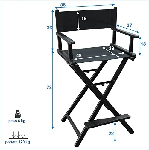 Folding Aluminum Makeup Artist Chair Movie Studio Director Beauty Salon
