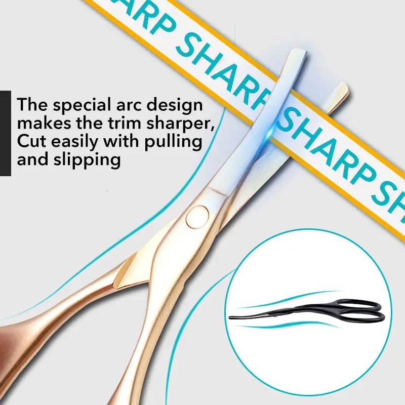 1PCS Professional Rounded Facial Nose Hair Scissors Stainless Steel Eyebrow Scissors Multifunctional Beauty Scissors