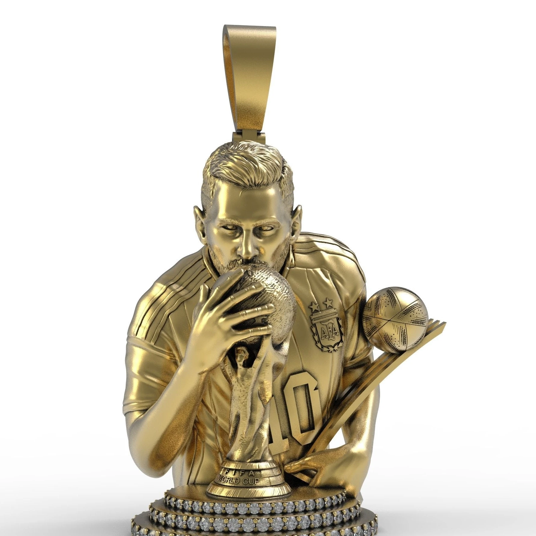 FirstMadam 3D CAD Design Football Player Messi Pendant