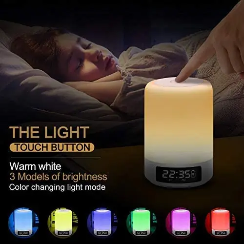 Hthconvey LED Desk Lamp Night Light Portable Speaker lamp With Alarm Clock and timer