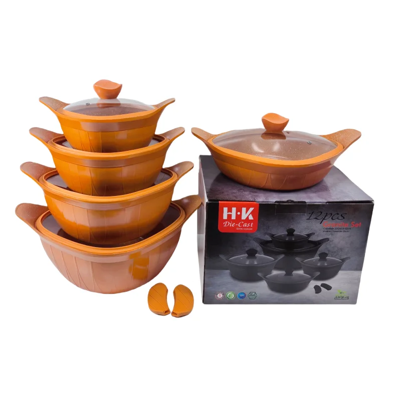 10-Piece Aluminum Cookware Set Oven Safe Induction Casserole Soup Pot Household Silicone Accessory Sustainable Cooking Pot