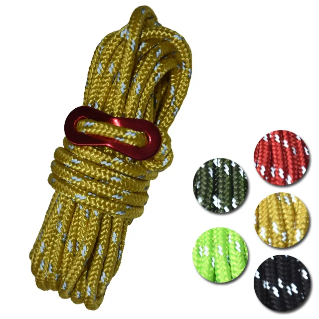 Aluminum Alloy regulator wind rope lightweight tent ceiling wind rope Braided Reflective PP Polyester Nylon Camping  Tent Rope