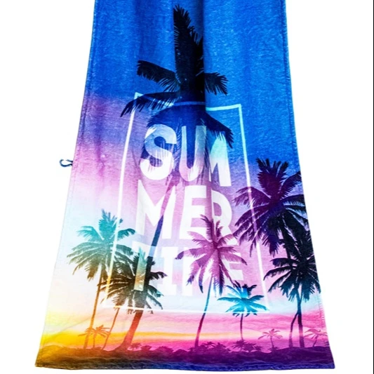 ODM 400gsm thick  soft designer custom sublimation cotton beach towel blanket