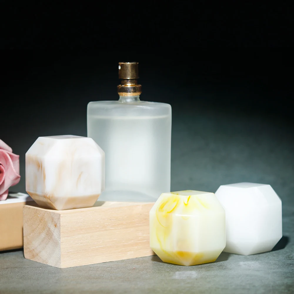 wholesale perfume bottle lid round square artificial stone natural marble Resin bottle cap