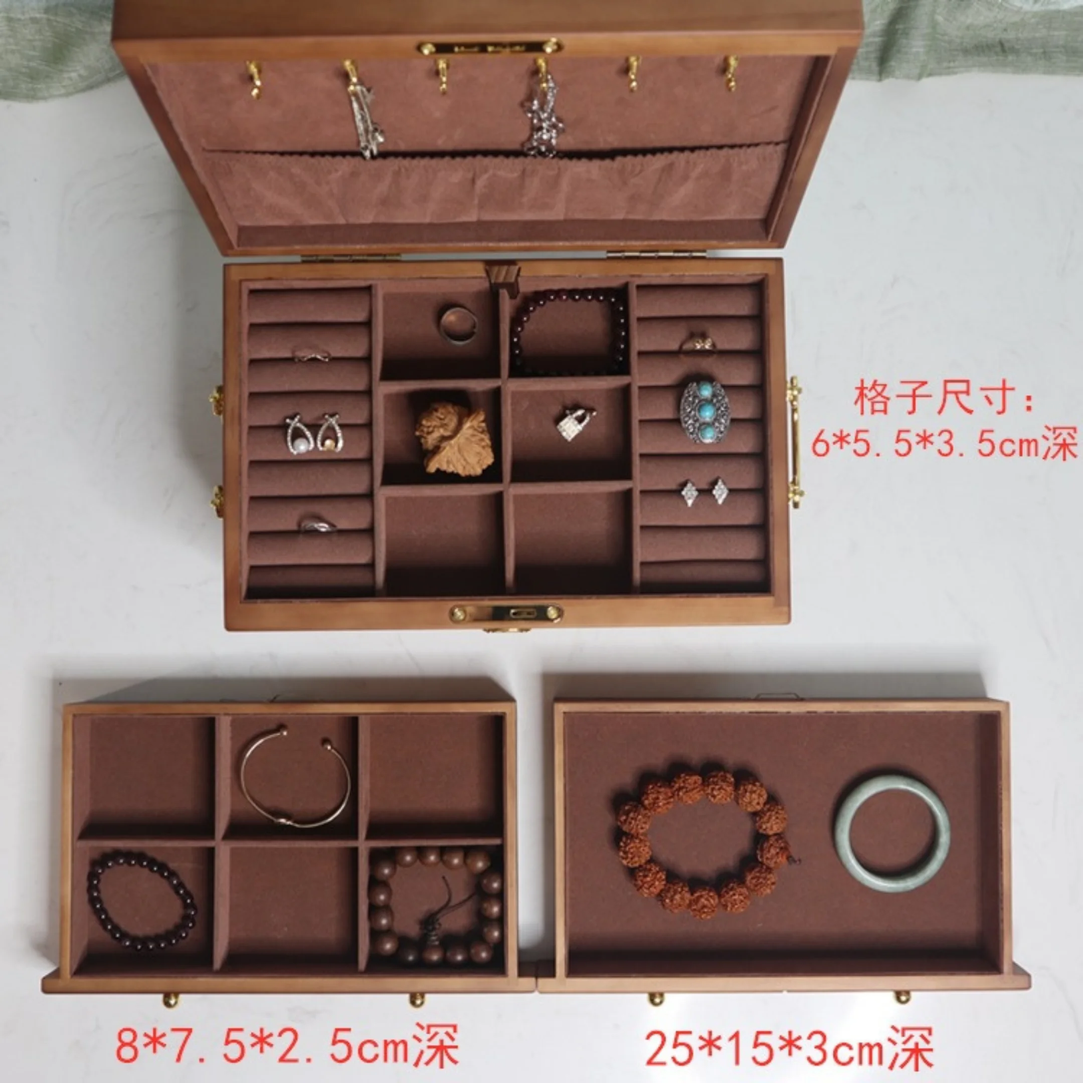 2024 new High Quality Custom Luxury wine red cream Velvet jewelry box gift portable earring jewelry  packaging box