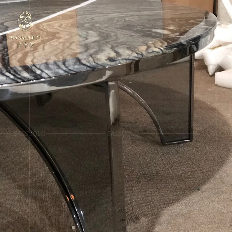 SASSUOLO Italian oval marble coffee table luxury centre table post-modern corner table designs