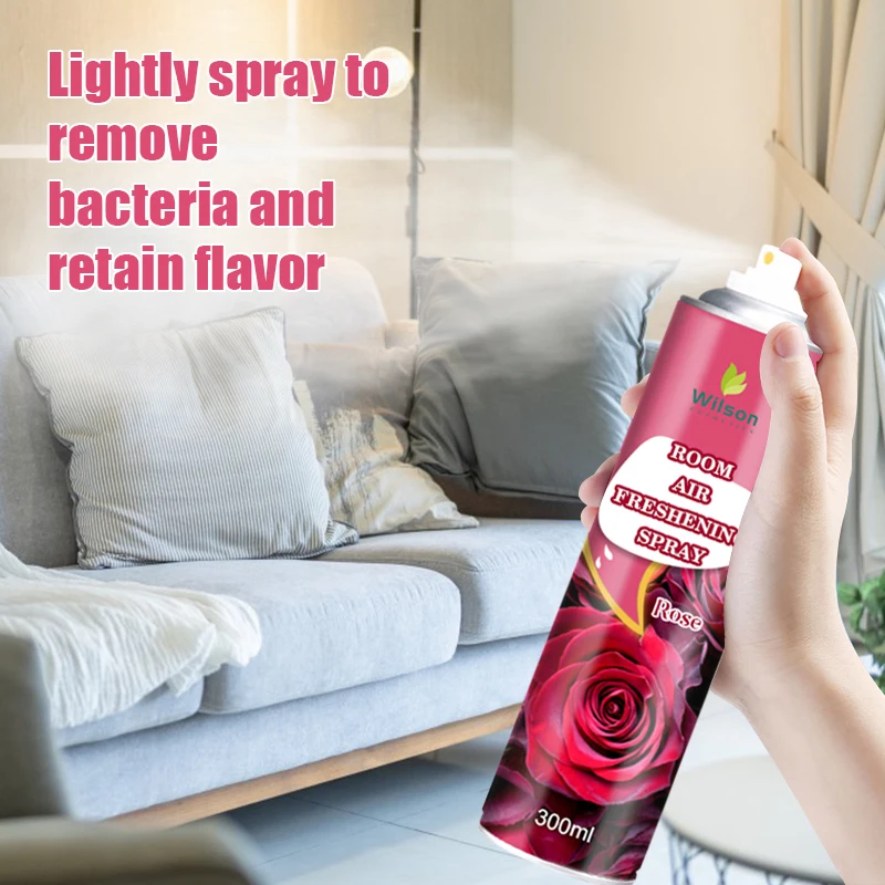 300ml Custom aerosol Bedding Deodorant home room spray Long Lasting Fragrance Eco-friendly Flower Cleaning Toilet Gel Stamp