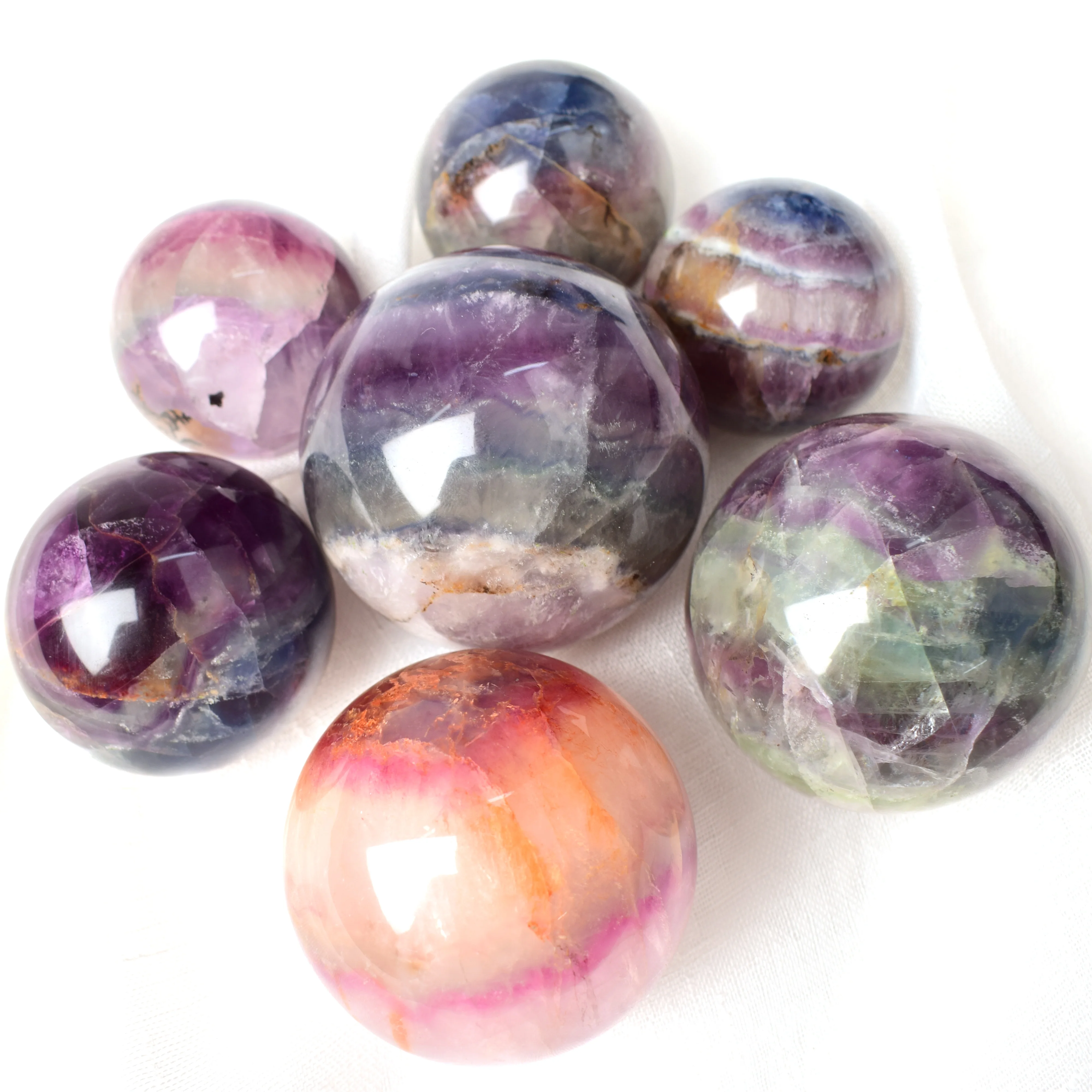 High Quality Natural Fluorite Crystal Rainbow Fluorite Sphere For Healing
