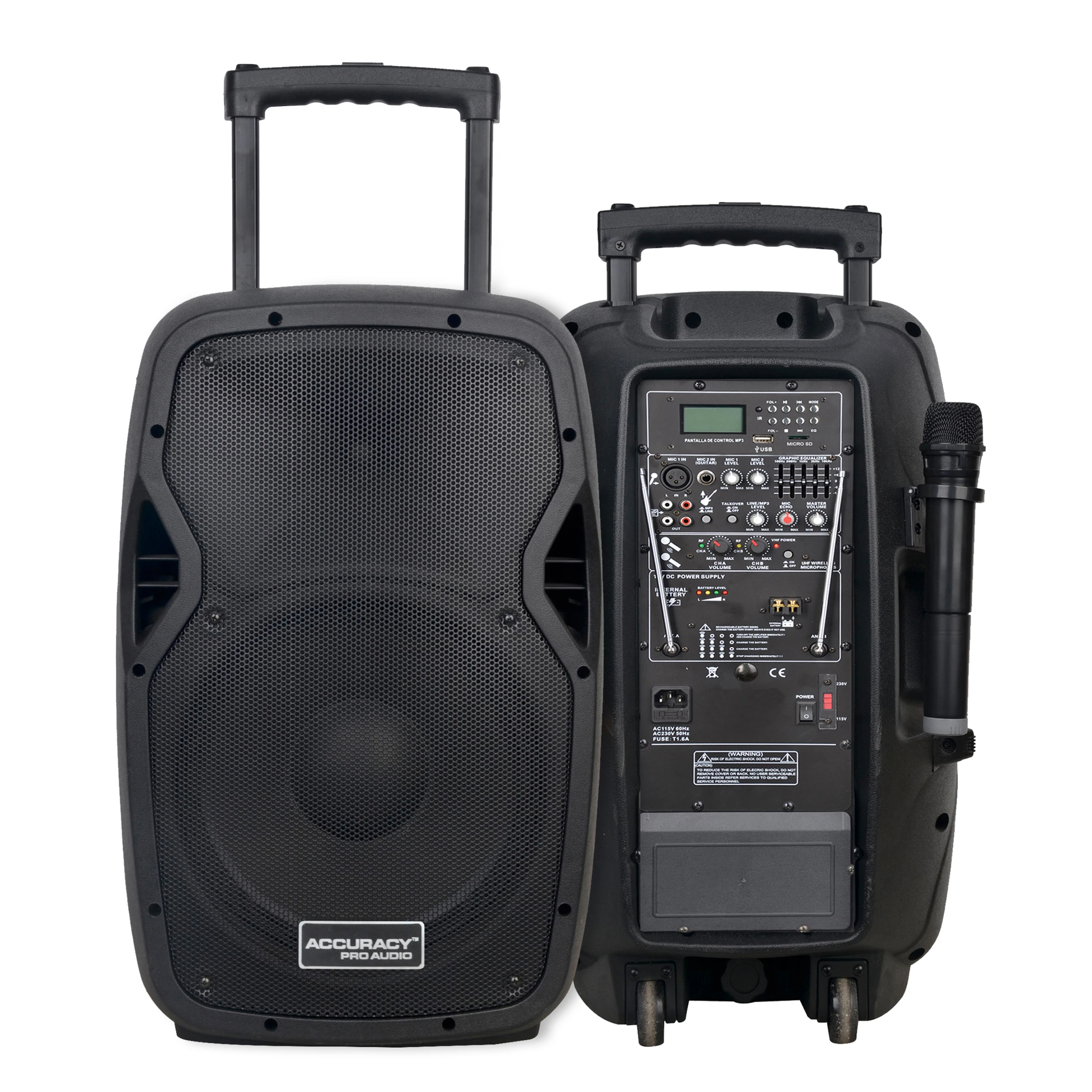 CSL15AVX 100W 15 Inch Black Audio Wireless Trolley Battery-Powered Portable Speaker Microphones Outdoor DJ Party KARAOKE BT