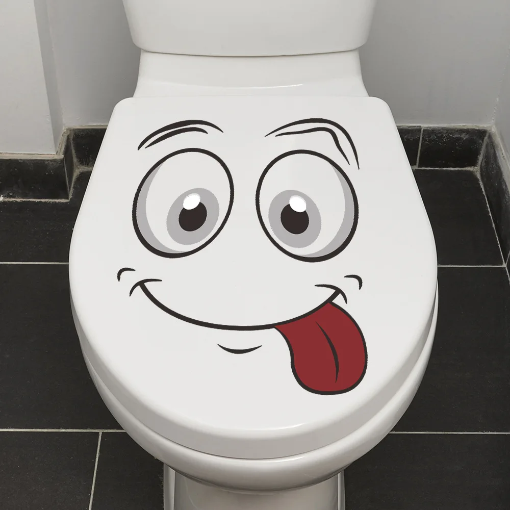 Bathroom decoration self adhesive pvc cartoon smile toilet sticker