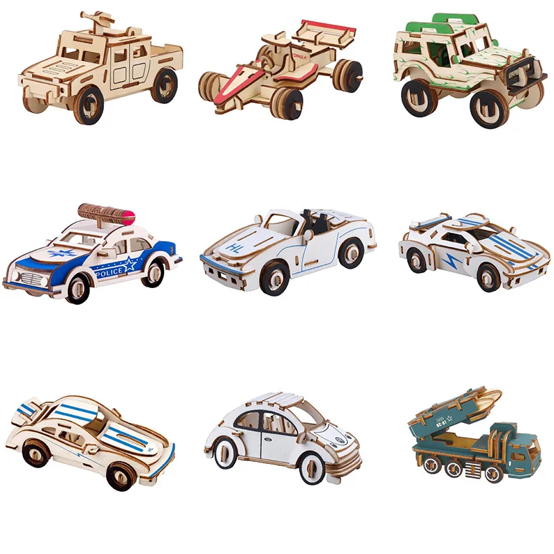 Eco Friendly Simple Shaped 3D Wooden Puzzle Kit Unique DIY Educational Toy for Kids Cheap STEM Model