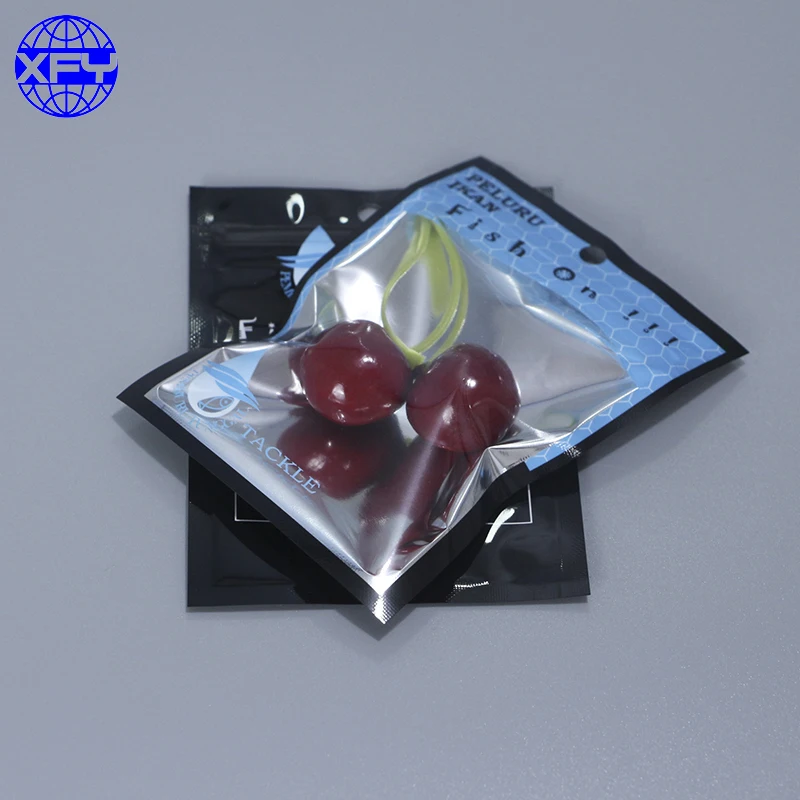 Customized logo Fish Bait Plastic Zip lock Packaging Bag Fishing Lures Customized Package Bag Custom Printed Heat Seal Pouch Bag