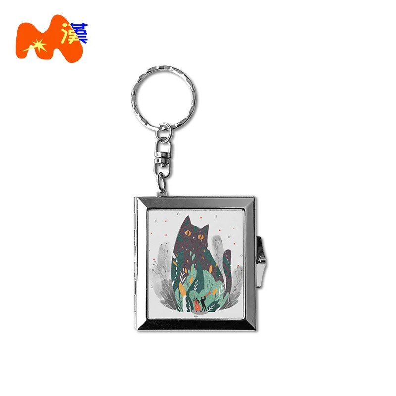 M-58 Gift small mirror manufacturers wholesale portable with keychain small round mirror color optional imitation leather makeup