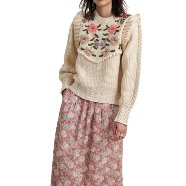 Wholesale Custom Long Sleeve Crochet Sweaters Women Fancy Crop Sweaters Cardigans For Women Jacquard Oversized Sweater