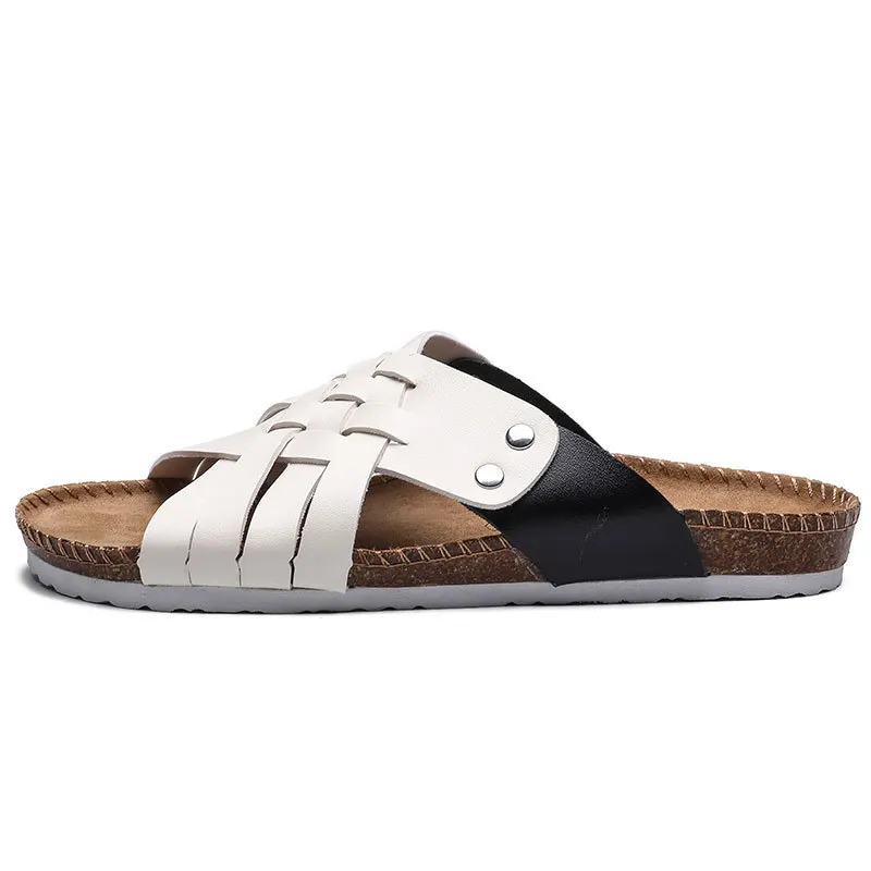 Popular Wooden Sandal For Man open toe Real Cork Sole slippers for men rubber