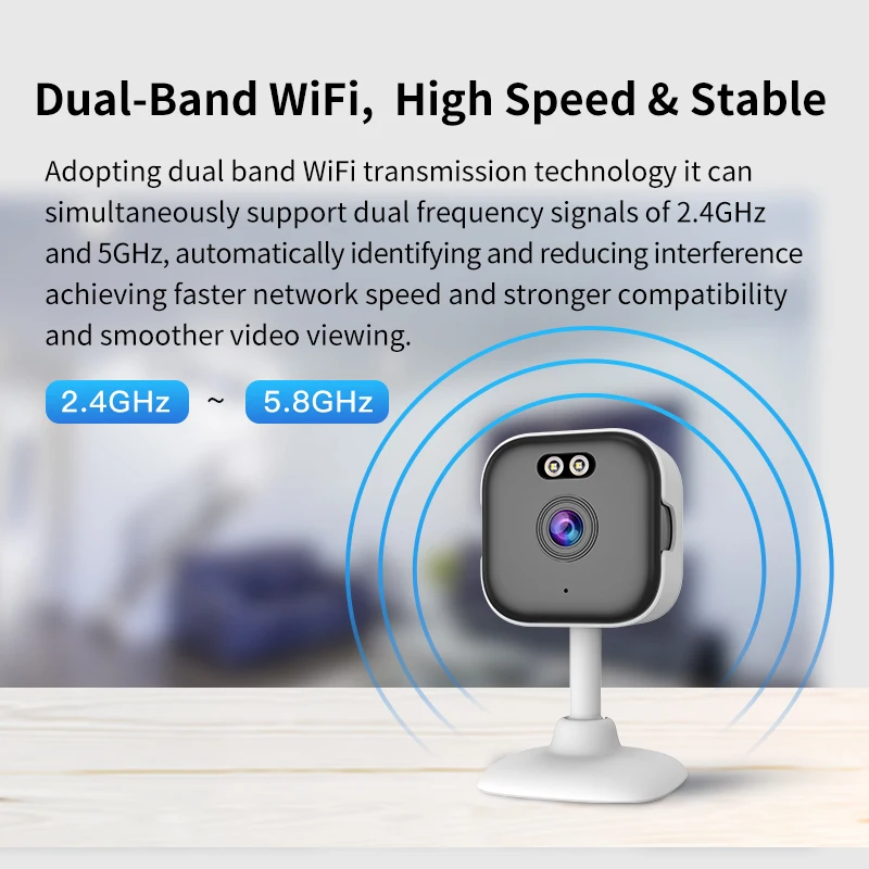 Okam Pro HD 3MP 5/2.4 ГГц Двухдиапазонная мини-камера с Wi-Fi полноцветным ночным видением для домашней безопасности и наблюдения за детьми
