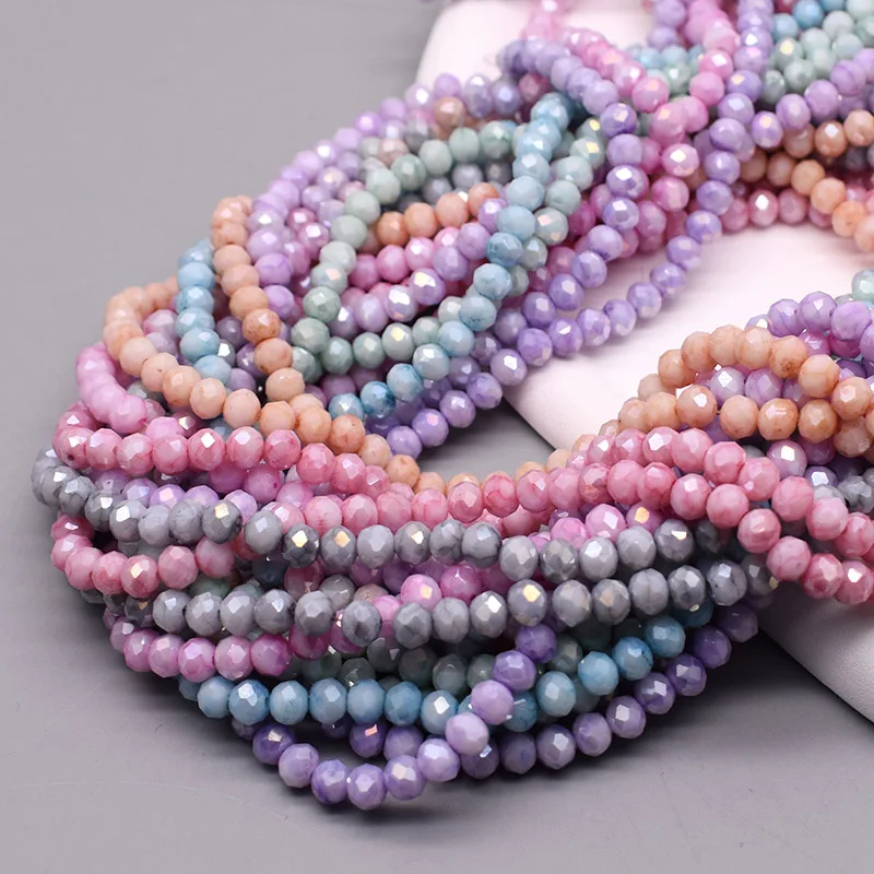 6mm 92pcs/lot Imitate  Stone Fragmented Floral Rondell Faceted Crystal Glass Beads for Jewelry Making DIY Candy Color Bracelet