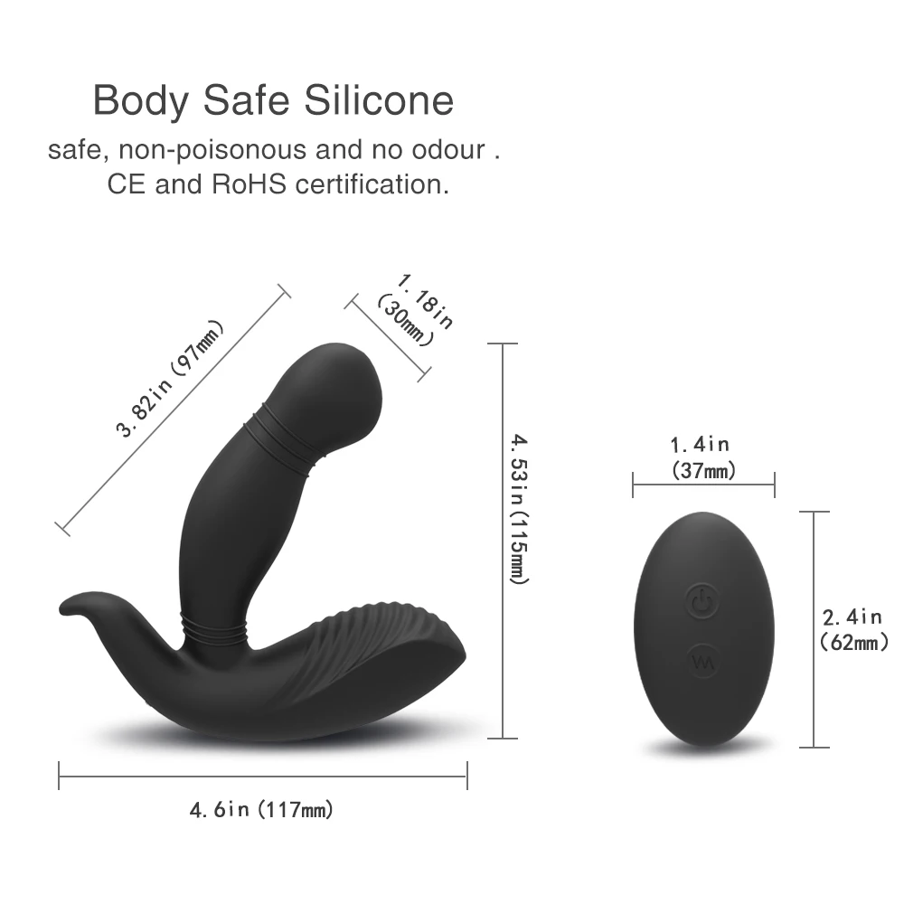 Rechargeable remote control prostate massage anal butt plug vibrator male ass sex toy