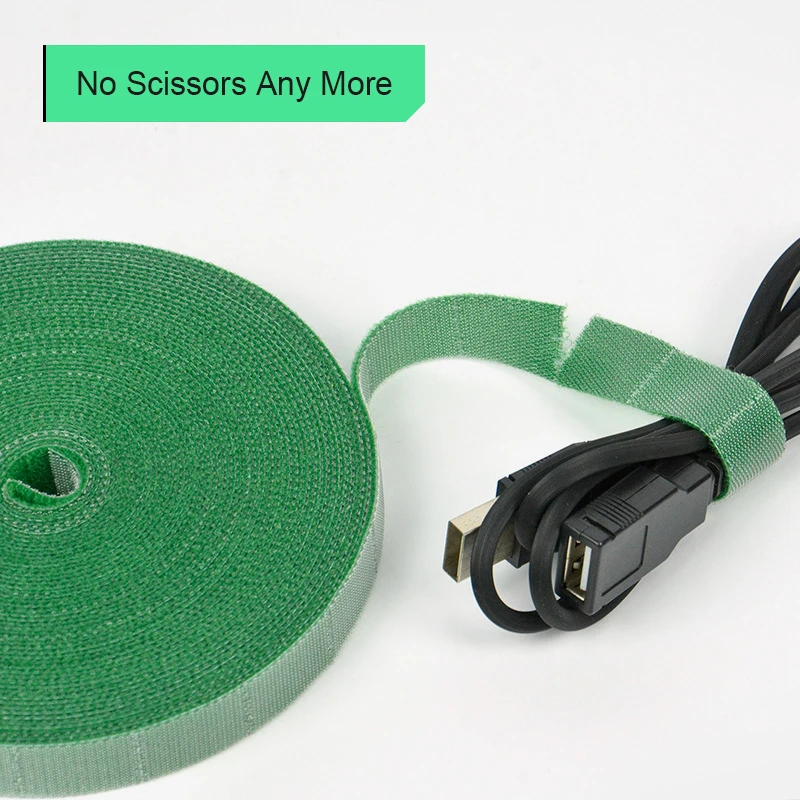 New Pre-cut Hand Tear Style Back To Back Self Adhesive Gripping  Double Sided Cable Tie Tape Hook And Loop Adhesive Roll