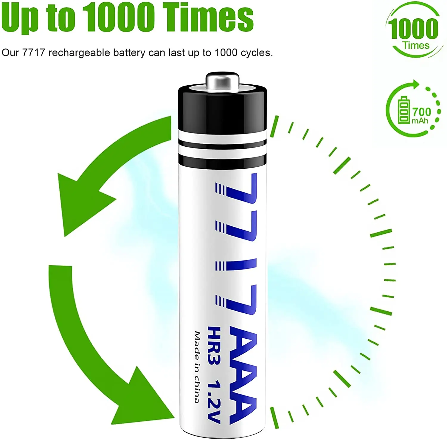 Rechargeable Batteries 7717 Ni-MH 1.2 Volt Pre-Charged Triple A Batteries Pack
