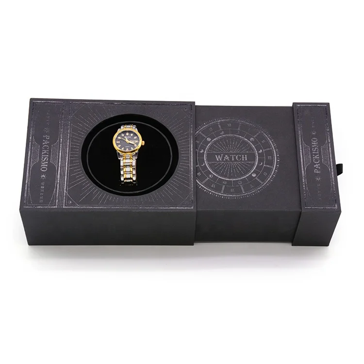 Seismo Package Watch case packaging latest design black pull automatic lift watch storage box