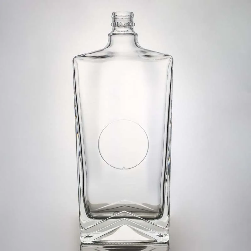 Custom Food Grade Square Engraved Glass Liquor Bottles for whisky vodka tequila 50cl 70cl bottle with Teeth top