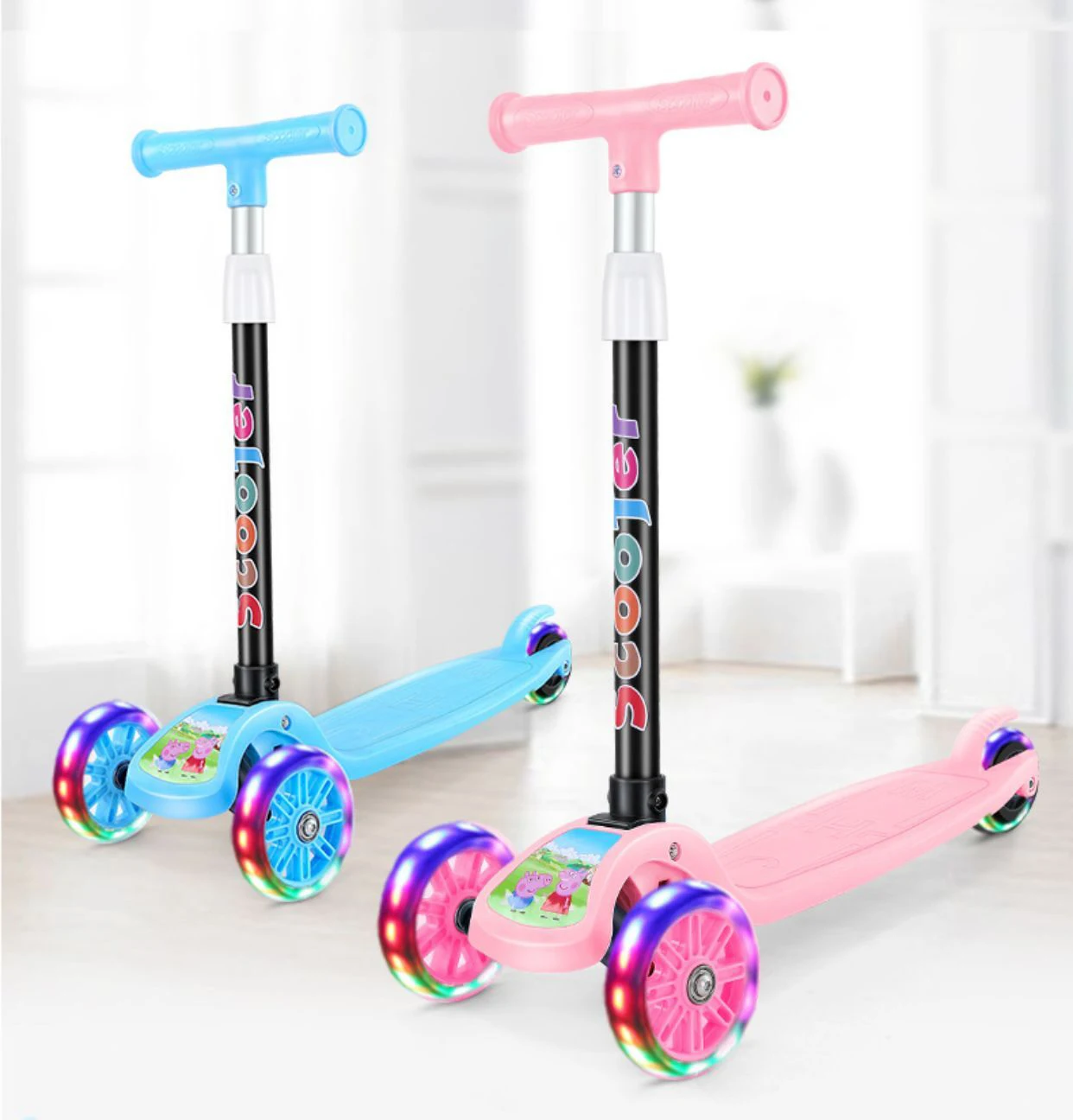 Лучшая цена высокое качество 3 Колеса детский скутер, способный преодолевать Броды для детей со светодиодной подсветкой Детский самокат