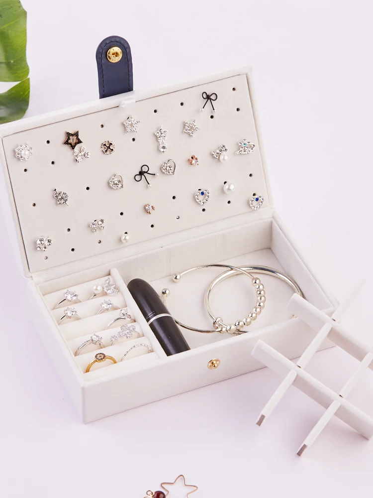 Wholesale Pu Leather Velvet Necklace Ring Earring Packaging Cajas Organizadoras Joyeos Jewellery Travel Portable Jewelry Box