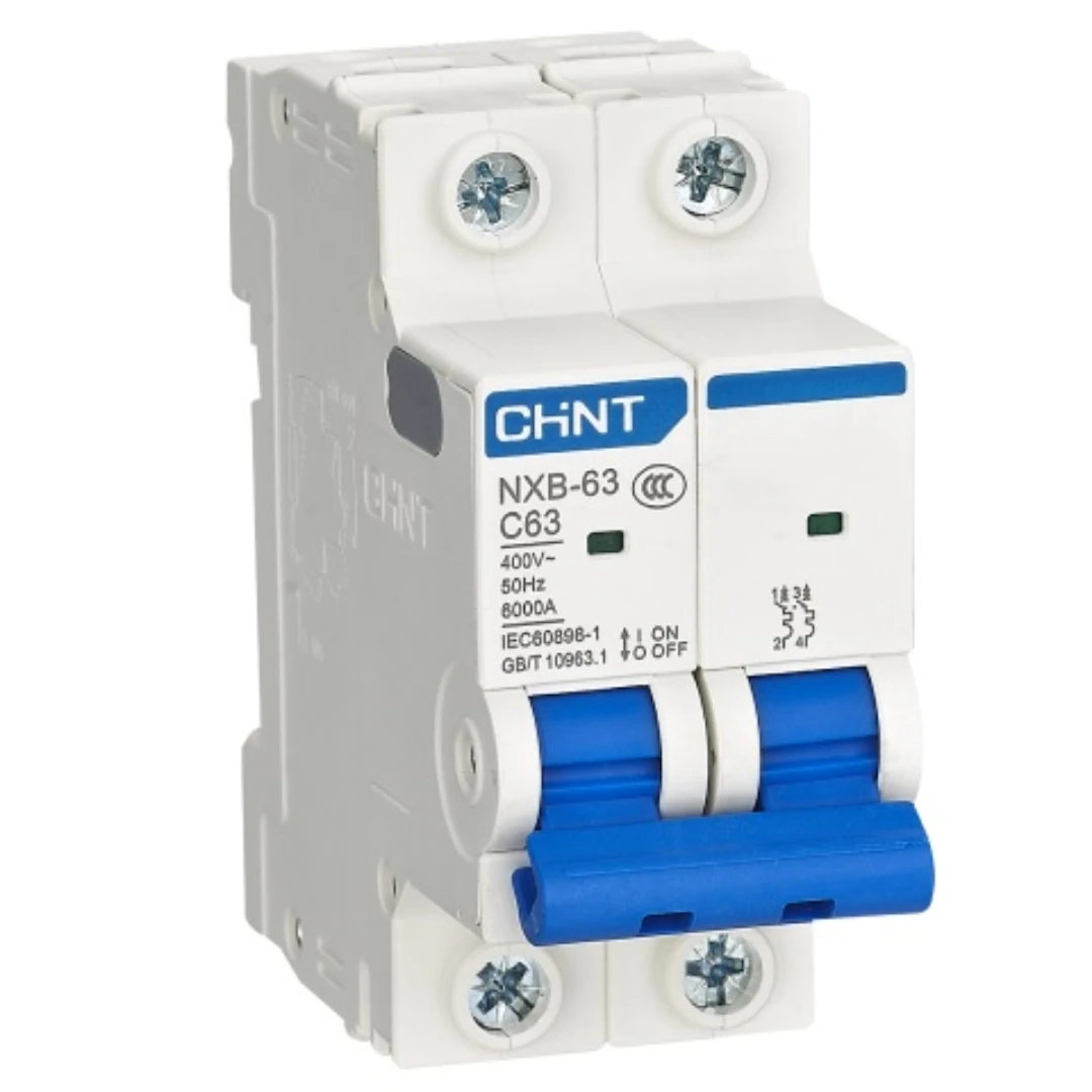 Chint NXB-63 1P 2P 3P C1 C2 C4 C6 C10 C16 C20 C25 C32 C40 C50 C63 6000A 220V Short Circuit Protection Miniature Circuit Breaker