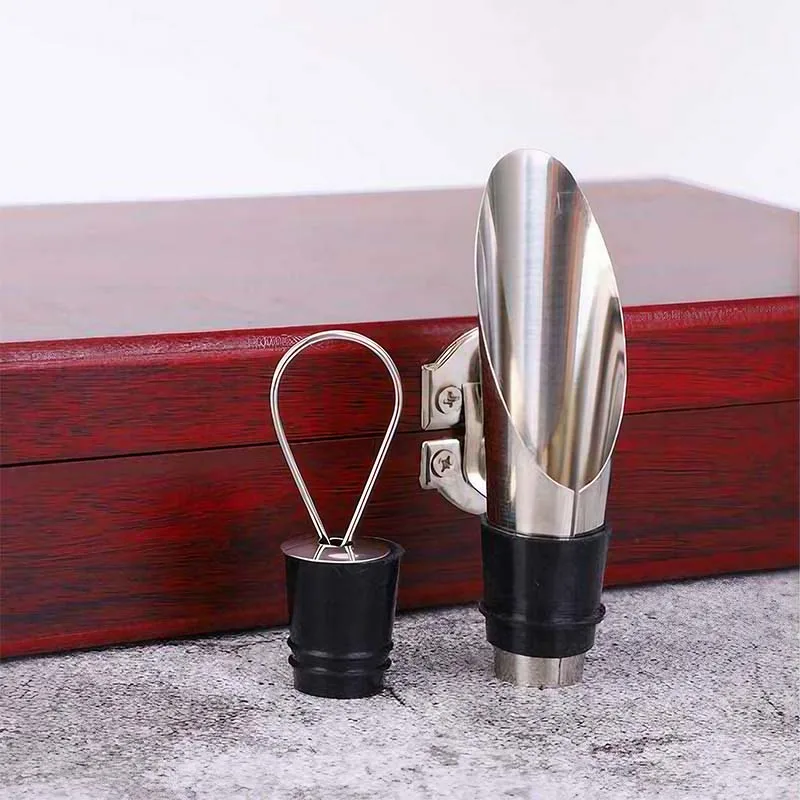 Оптовая продажа набор аксессуаров из 5 штук деревянная бамбуковая бутылка вина штопор подарочная открывалка для