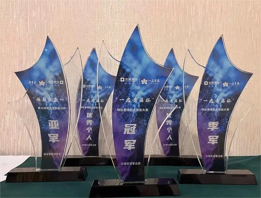 personalized Full color printing optical Crystal Glass trophy awards MH-NJ0314