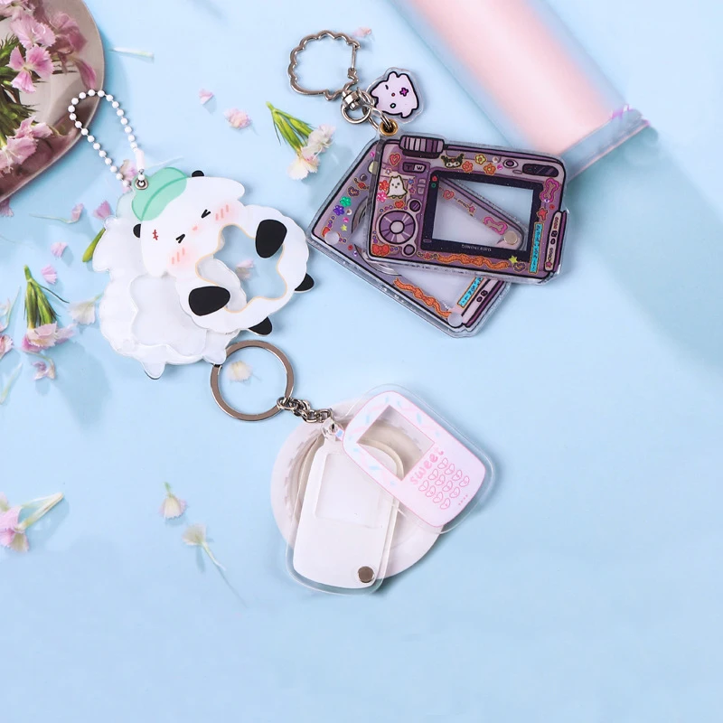 Acrylic Keychain  Laser Cut Plastic Diy Design Customised Clear Printed Anime Glitter Acrylic Charm Custom Cartoon Key Chain